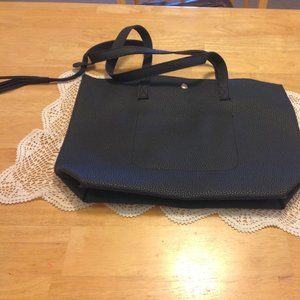 Faux leather tote / bag black matte color